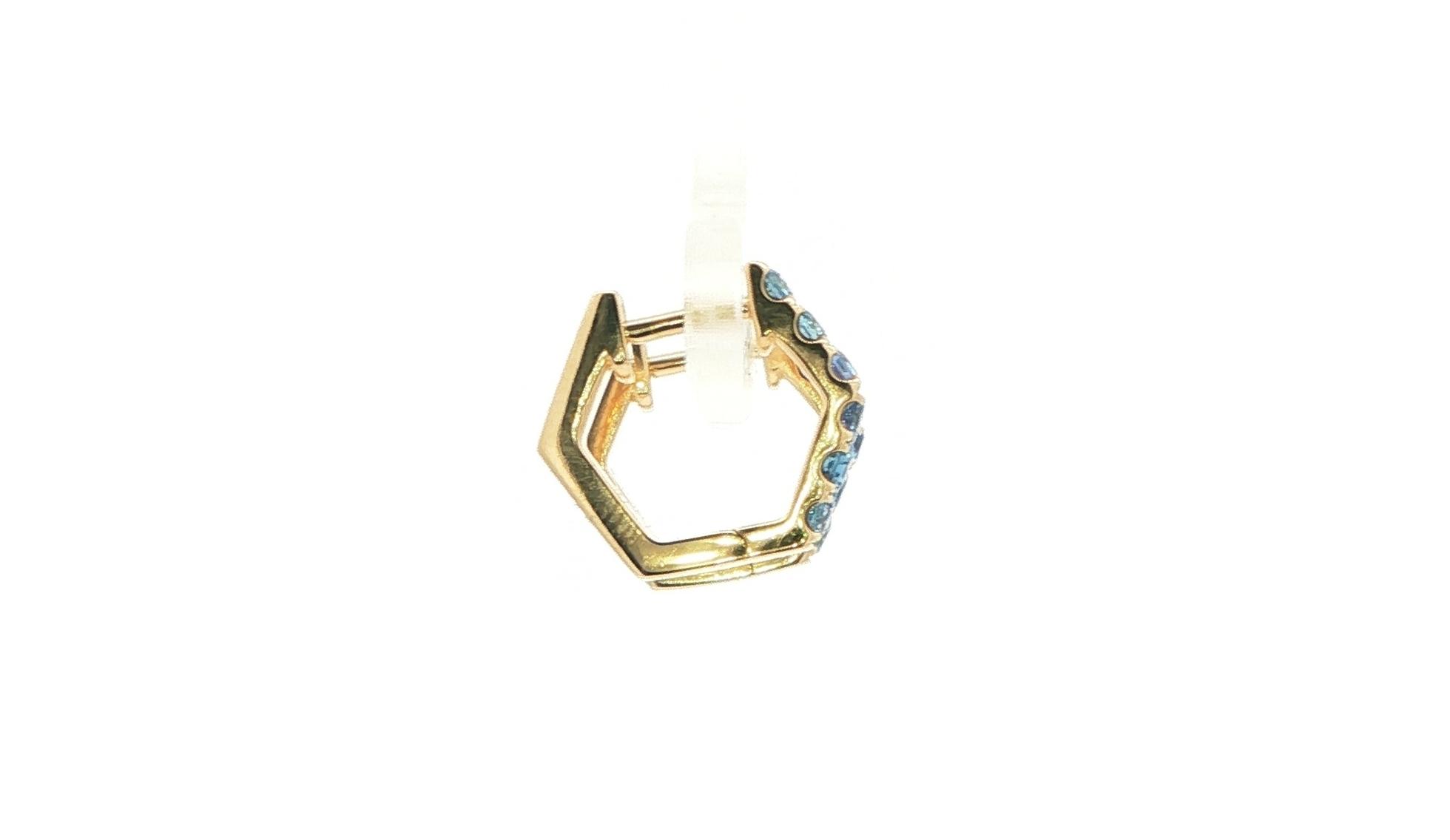 Octagon Montana Yogo Sapphire Hoop Earrings in Yellow Gold (0.55cts TWT) side