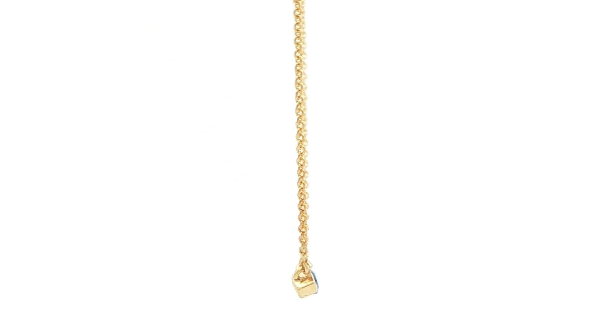 Solitaire East-West Marquise-cut Montana Yogo Sapphire Necklace on Split Chain in Yellow Gold (0.30cts) side