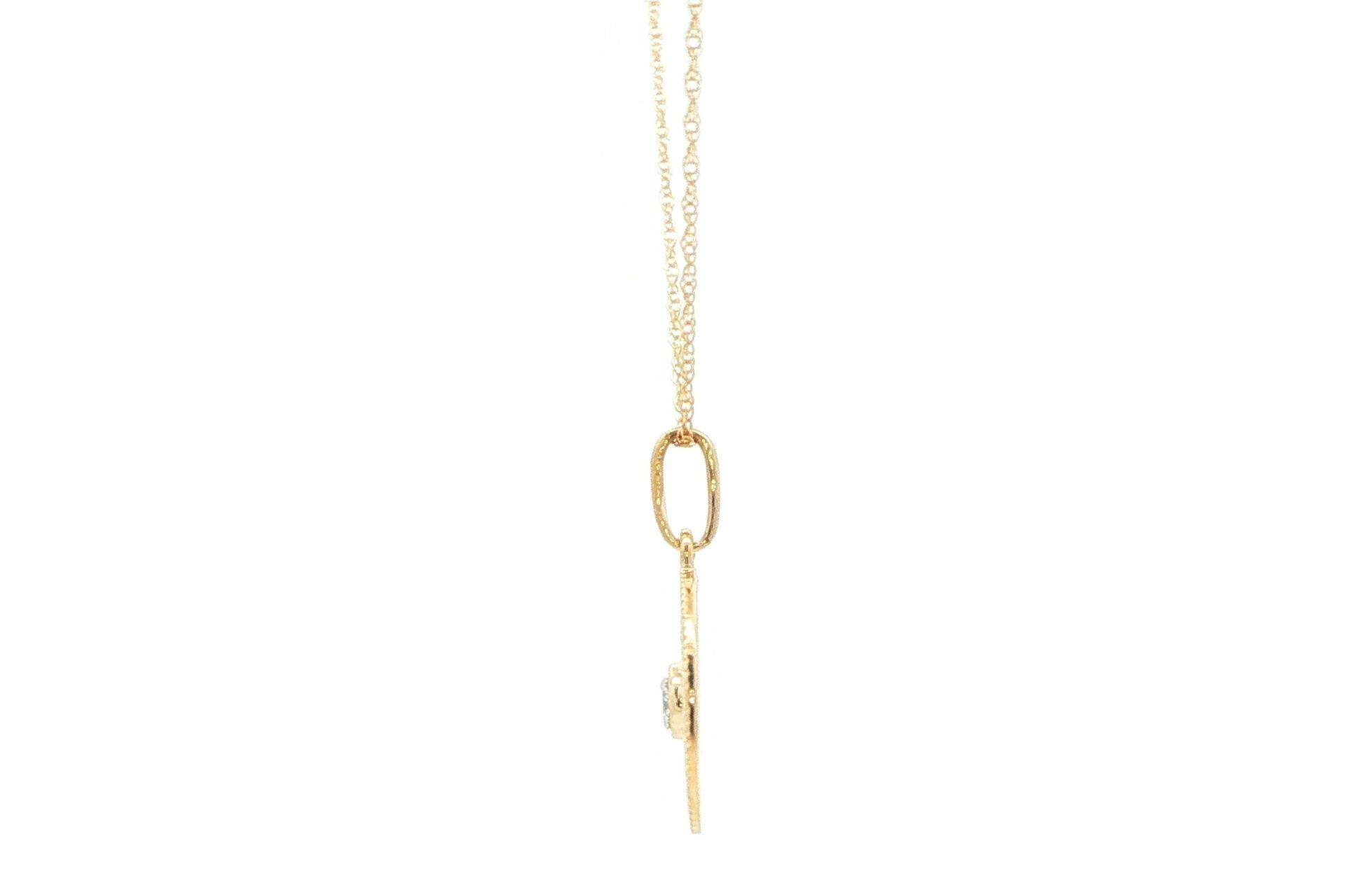 Compass Diamond Charm Necklace in Yellow Gold (0.02cts) side