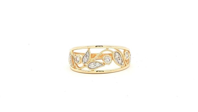 content/products/Floral Filigree Diamond Ring in Yellow Gold (0.25cts TWT)