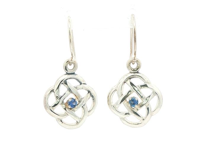 content/products/Celtic Knot Montana Yogo Sapphire Dangle Earrings in Sterling Silver (0.10cts TWT)