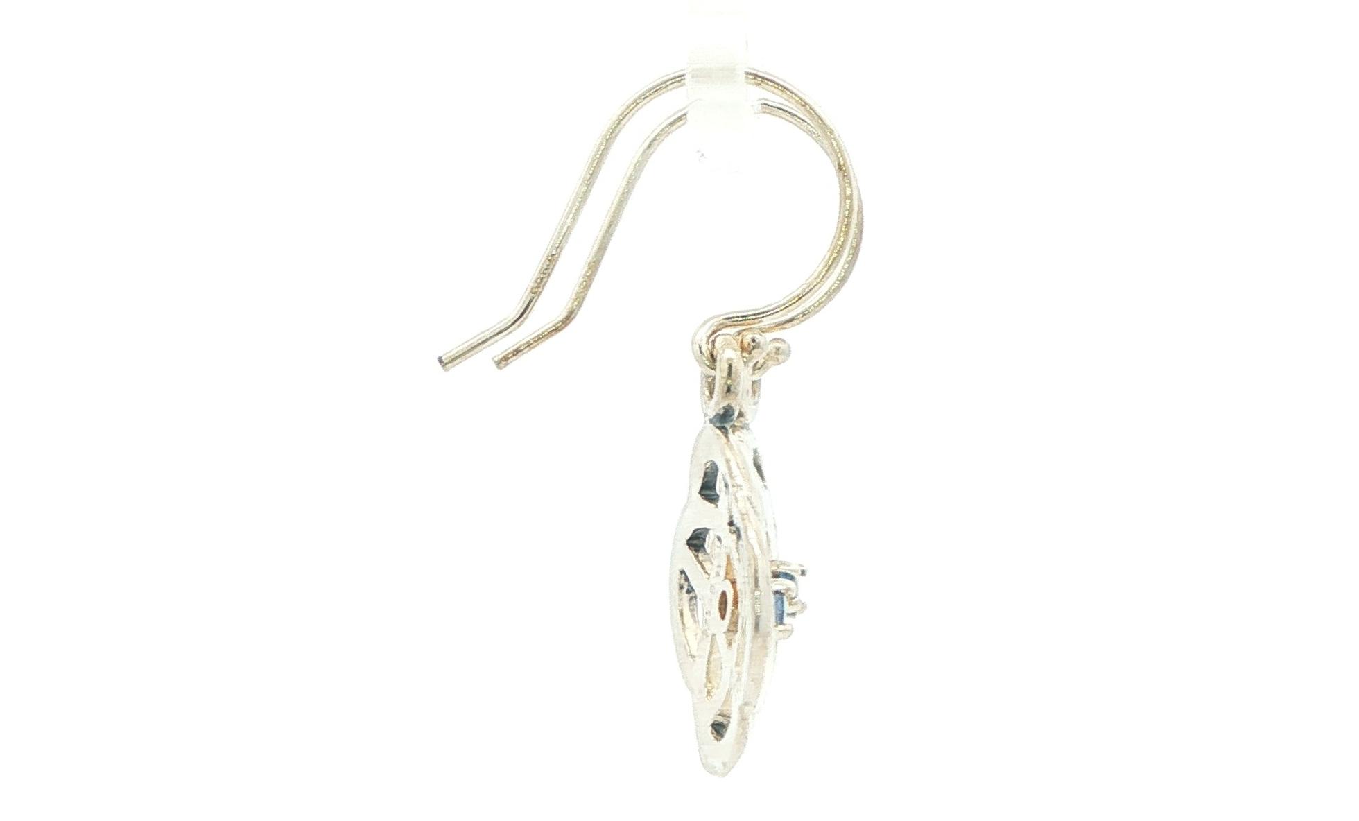 Celtic Knot Montana Yogo Sapphire Dangle Earrings in Sterling Silver (0.10cts TWT) side