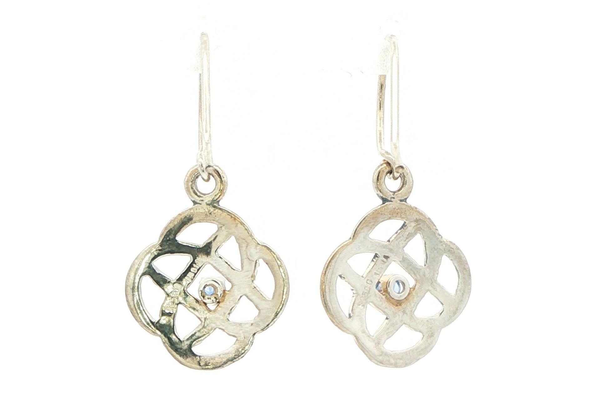 Celtic Knot Montana Yogo Sapphire Dangle Earrings in Sterling Silver (0.10cts TWT) back