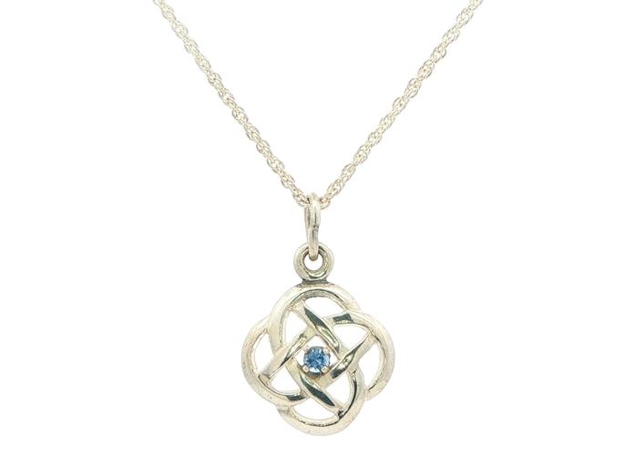 content/products/Estate Piece: Celtic Knot Montana Yogo Sapphire Necklace in Sterling Silver (0.05ct)
