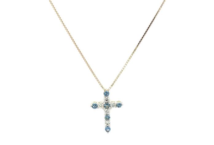 content/products/11-stone Alternating Montana Yogo Sapphire and Diamond Cross Necklace in Yellow Gold (0.23cts TWT)