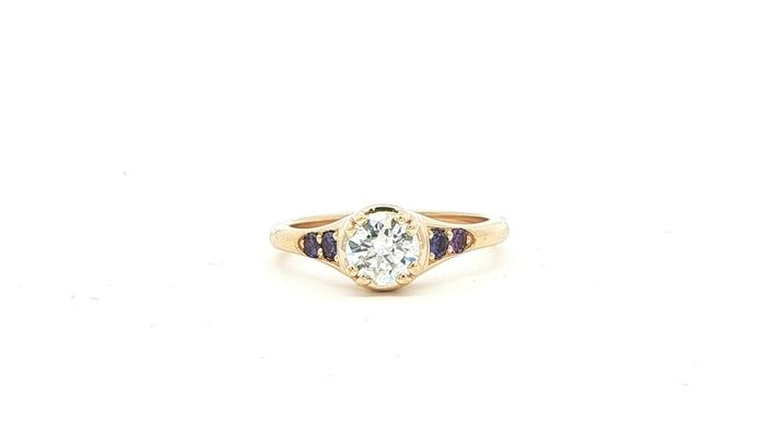 content/products/5-Stone Diamond and Huckleberry Sapphire Ring in Yellow Gold (0.81cts TWT)