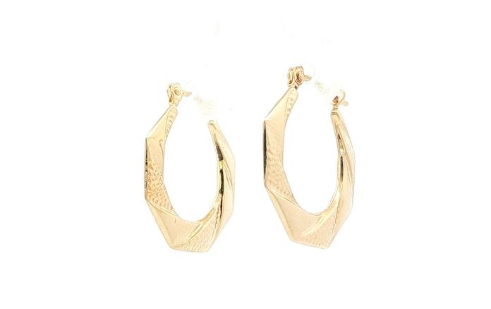 content/products/Estate Piece: Hollow Geometric Textured Hoop Earrings in Yellow Gold