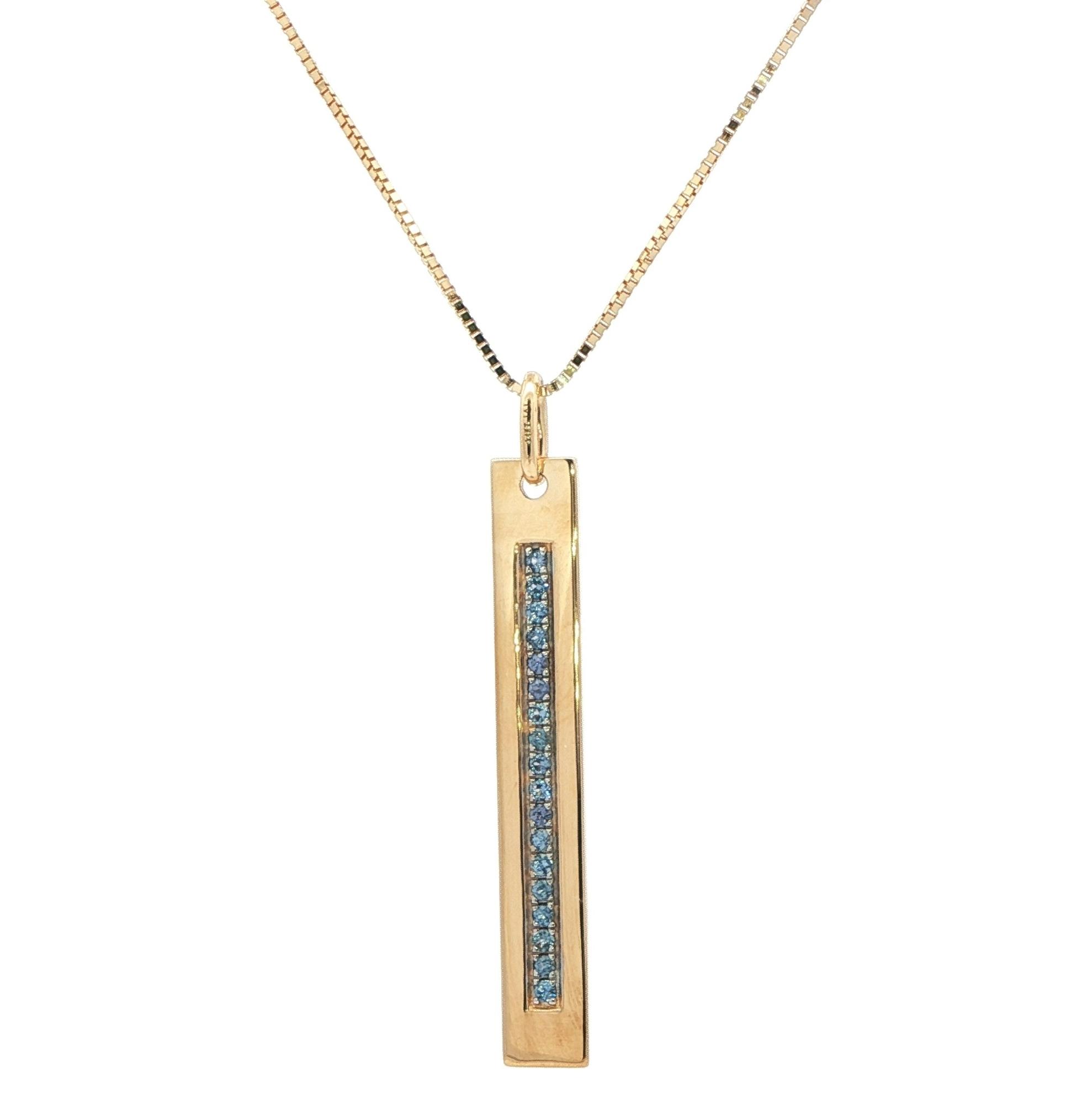 Vertical Bar Montana Yogo Sapphire Necklace in Yellow Gold (0.23cts TWT)