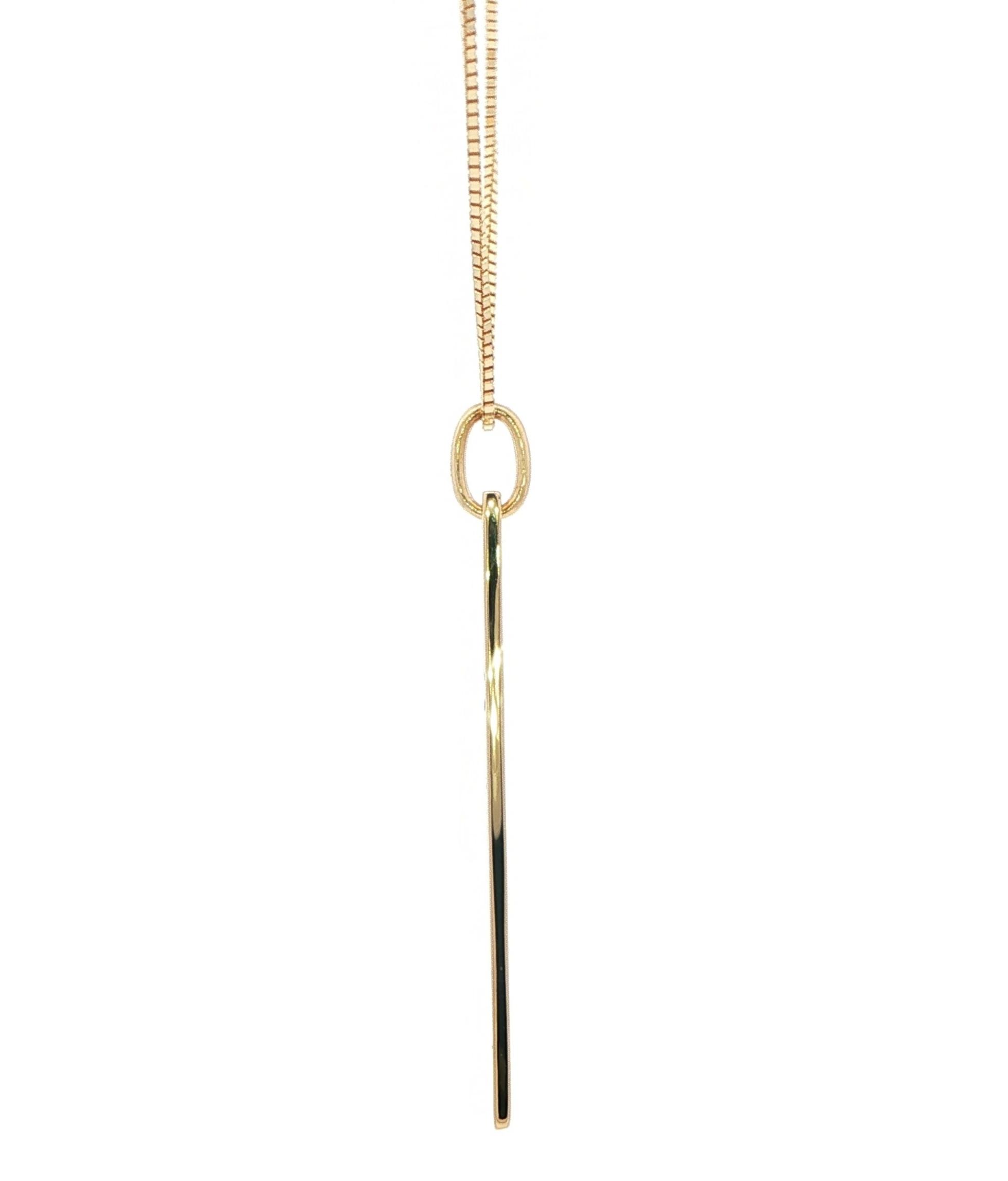 Vertical Bar Montana Yogo Sapphire Necklace in Yellow Gold (0.23cts TWT) side
