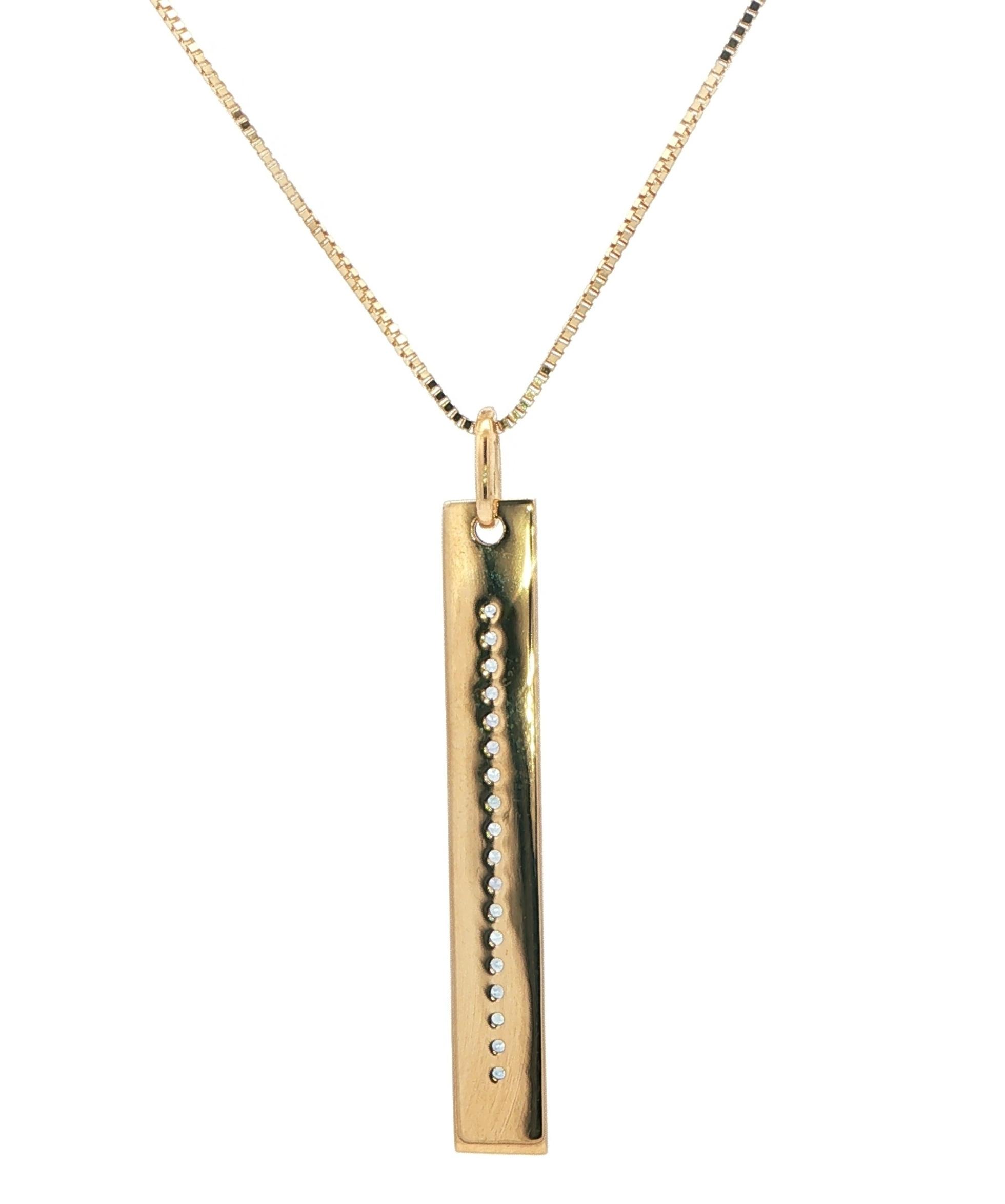 Vertical Bar Montana Yogo Sapphire Necklace in Yellow Gold (0.23cts TWT) back