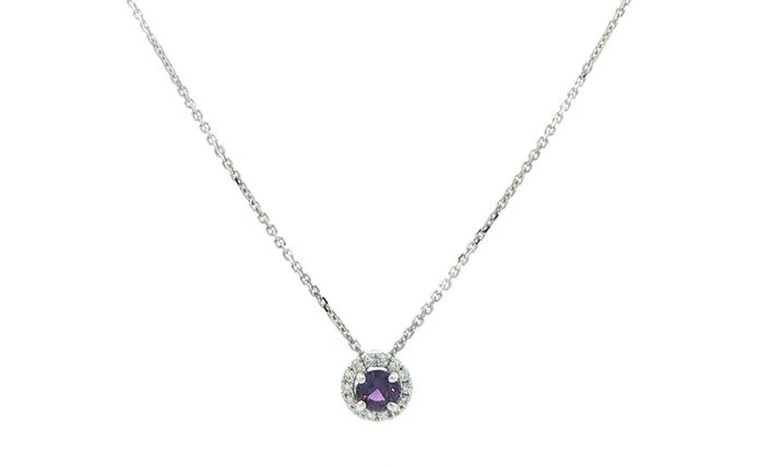 content/products/Halo Huckleberry Sapphire and Diamond Necklace in White Gold (0.23cts TWT)