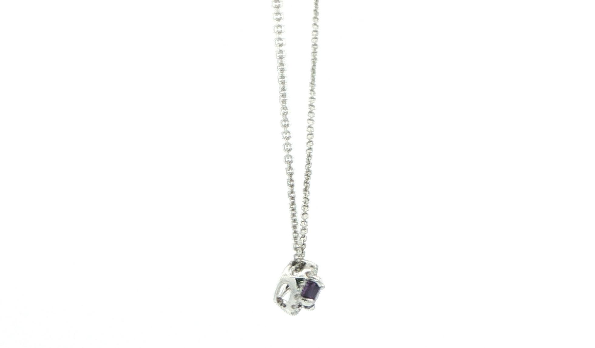 Halo Huckleberry Sapphire and Diamond Necklace in White Gold (0.23cts TWT) side