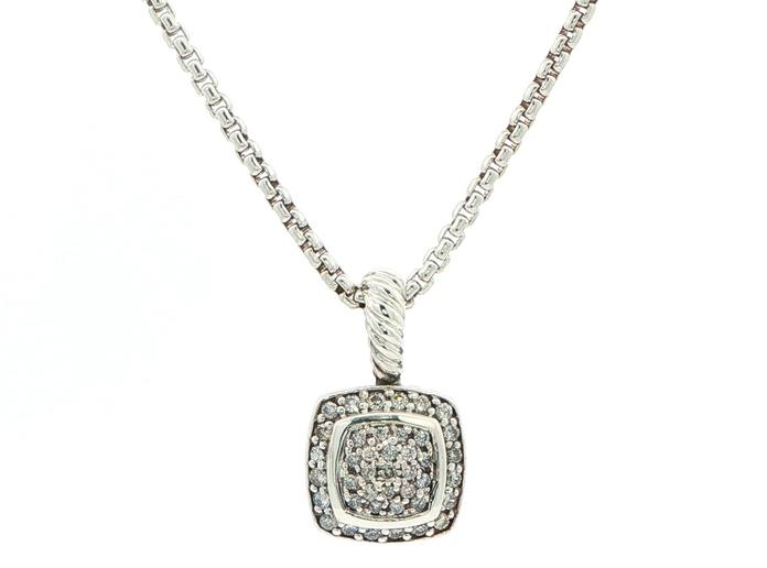 content/products/Estate Piece: David Yurman Cushion Pave Diamond Necklace in Sterling Silver (0.25cts TWT)