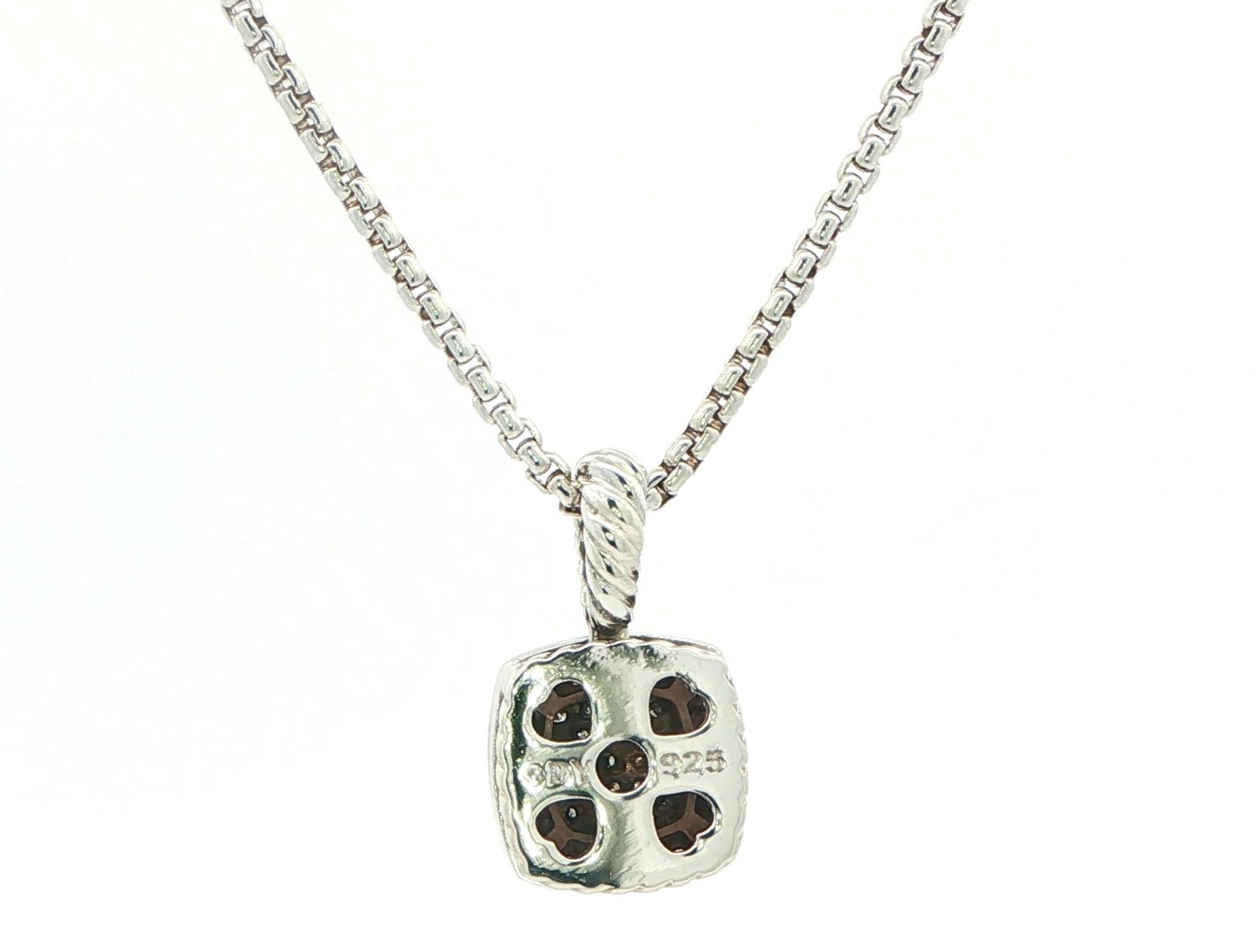 Estate Piece: David Yurman Cushion Pave Diamond Necklace in Sterling Silver (0.25cts TWT) back
