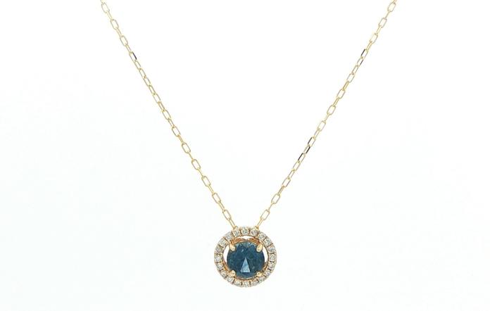 content/products/Halo-style Montana Sapphire and Diamond Necklace in Yellow Gold (0.63cts TWT)