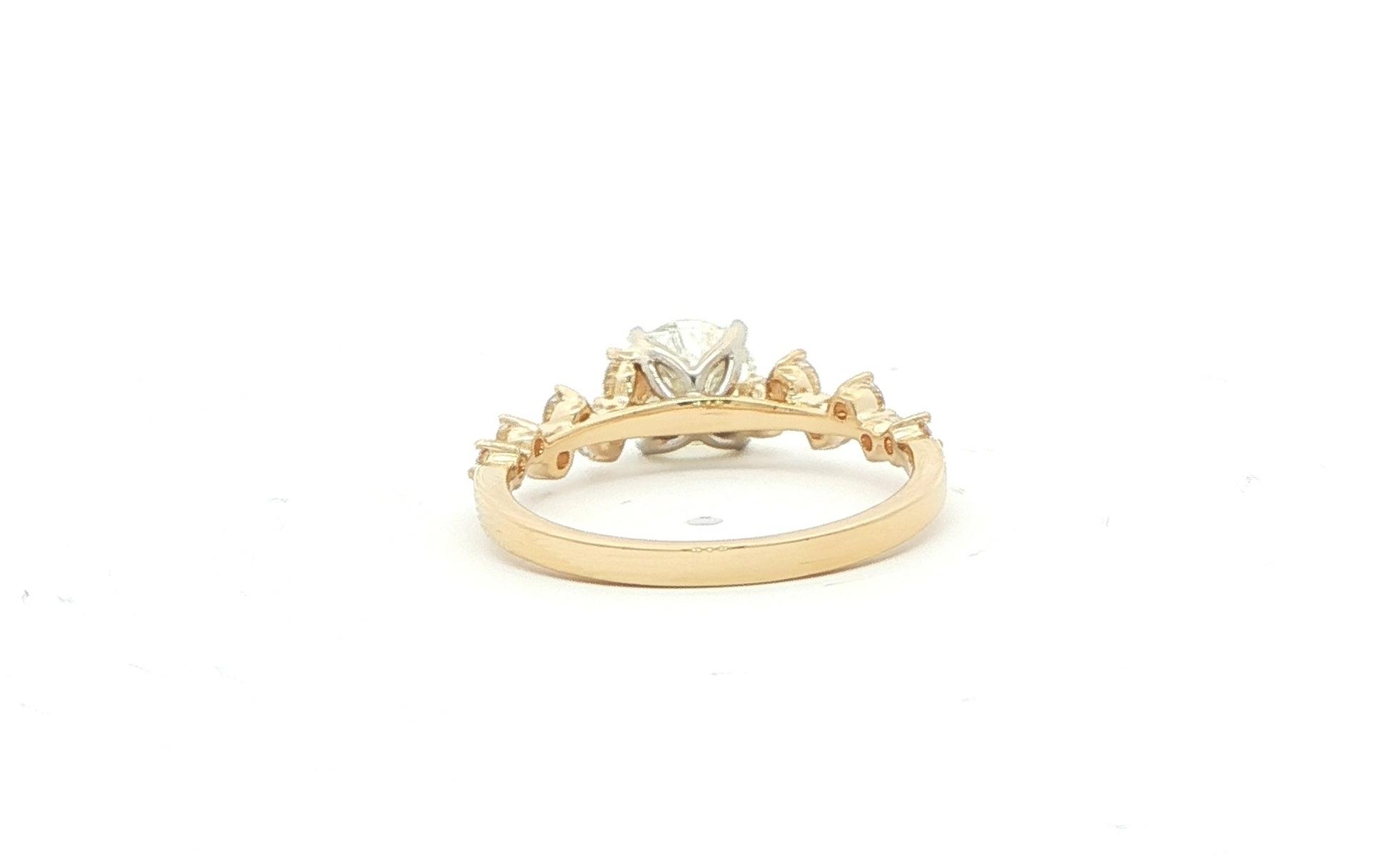 Diamond Ring with Scattered Diamond Band in Yellow Gold (0.92cts TWT) back