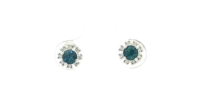 content/products/Halo Montana Sapphire and Diamond Stud Earrings White Gold (0.67cts TWT)