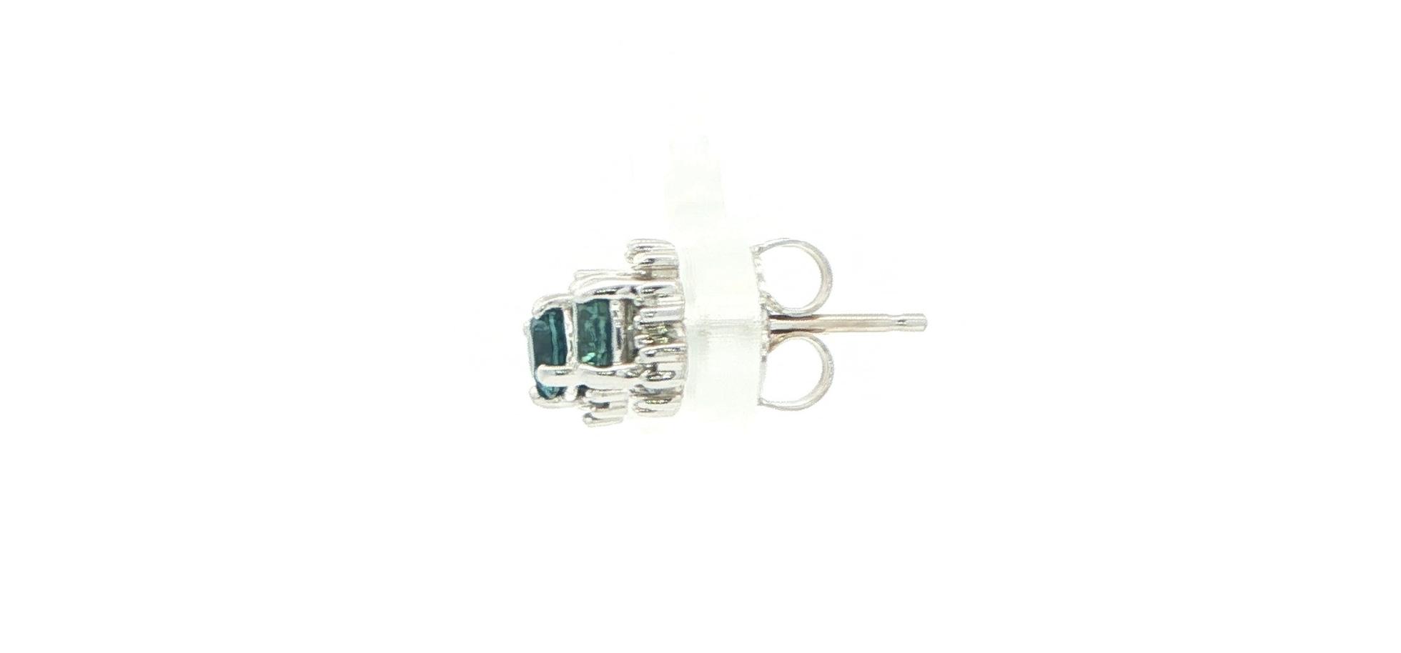 Halo Montana Sapphire and Diamond Stud Earrings White Gold (0.67cts TWT) Side