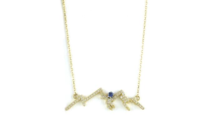 content/products/Montana Yogo Sapphire Diamond Pave Mountain Ridgeline Necklace on Split Chain in Yellow Gold (0.35cts TWT)