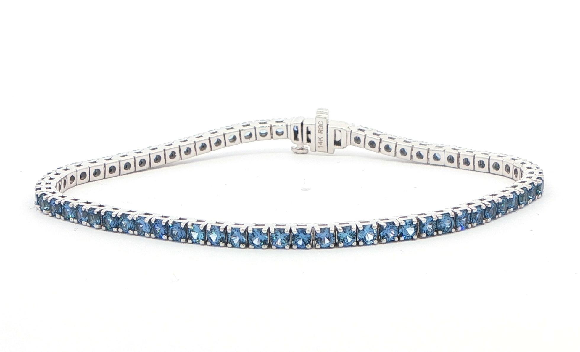 Montana Yogo Sapphire Tennis Bracelet in White Gold (7.75cts TWT)