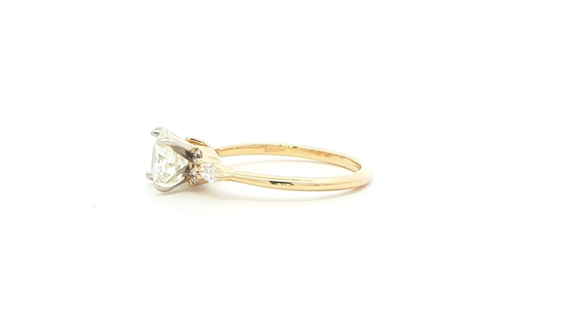 Diamond Engagement Ring with Marquise Diamond Cluster Side Accents in Yellow Gold (1.26cts TWT) Side
