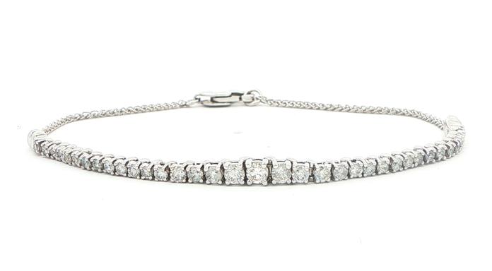 content/products/Estate Piece: Graduated Diamond Line Chain Bracelet in White Gold (1.00cts TWT)
