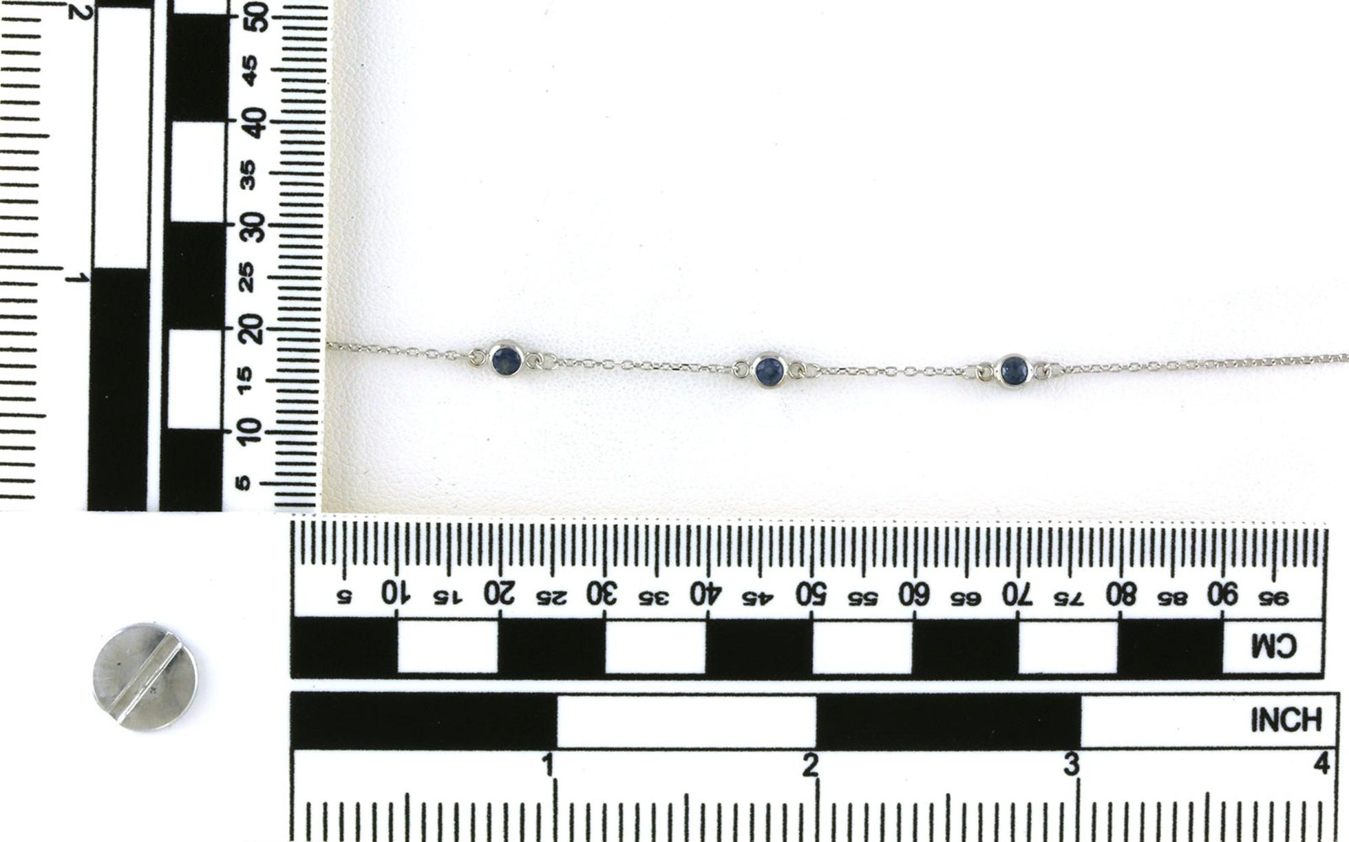 Estate Piece: 3-Stone Montana Sapphire Bezel-Set Bracelet in White Gold (0.36cts TWT) scale
