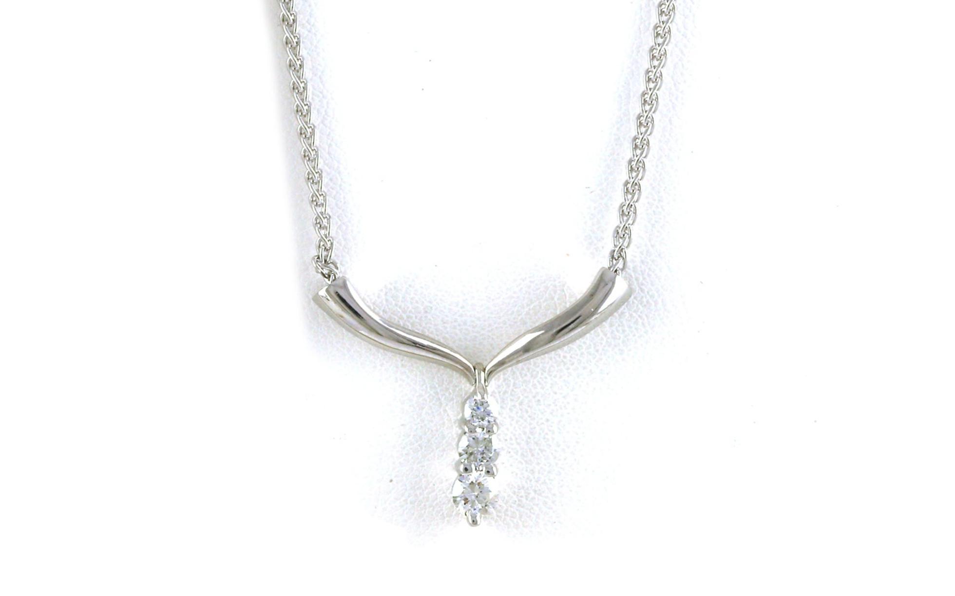Estate Piece: Split Chain "Y" Diamond Drop Necklace in White Gold (0.50cts TWT)