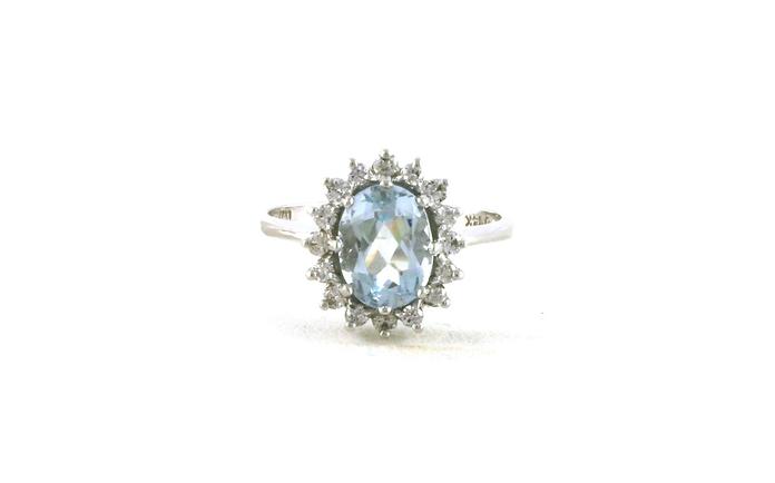 content/products/Estate Piece: Oval-cut Aquamarine and Diamond Halo Ring in White Gold (0.20cts TWT)