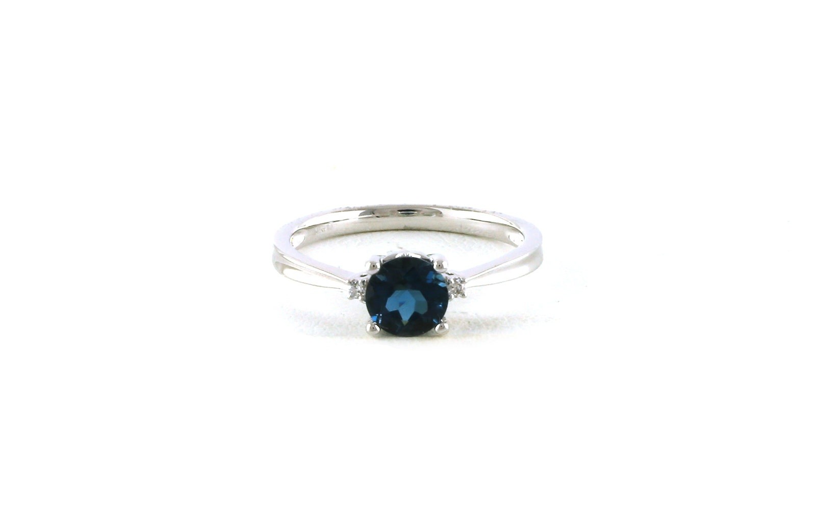 3-Stone Blue Topaz and Diamond Ring in White Gold (0.98cts TWT)