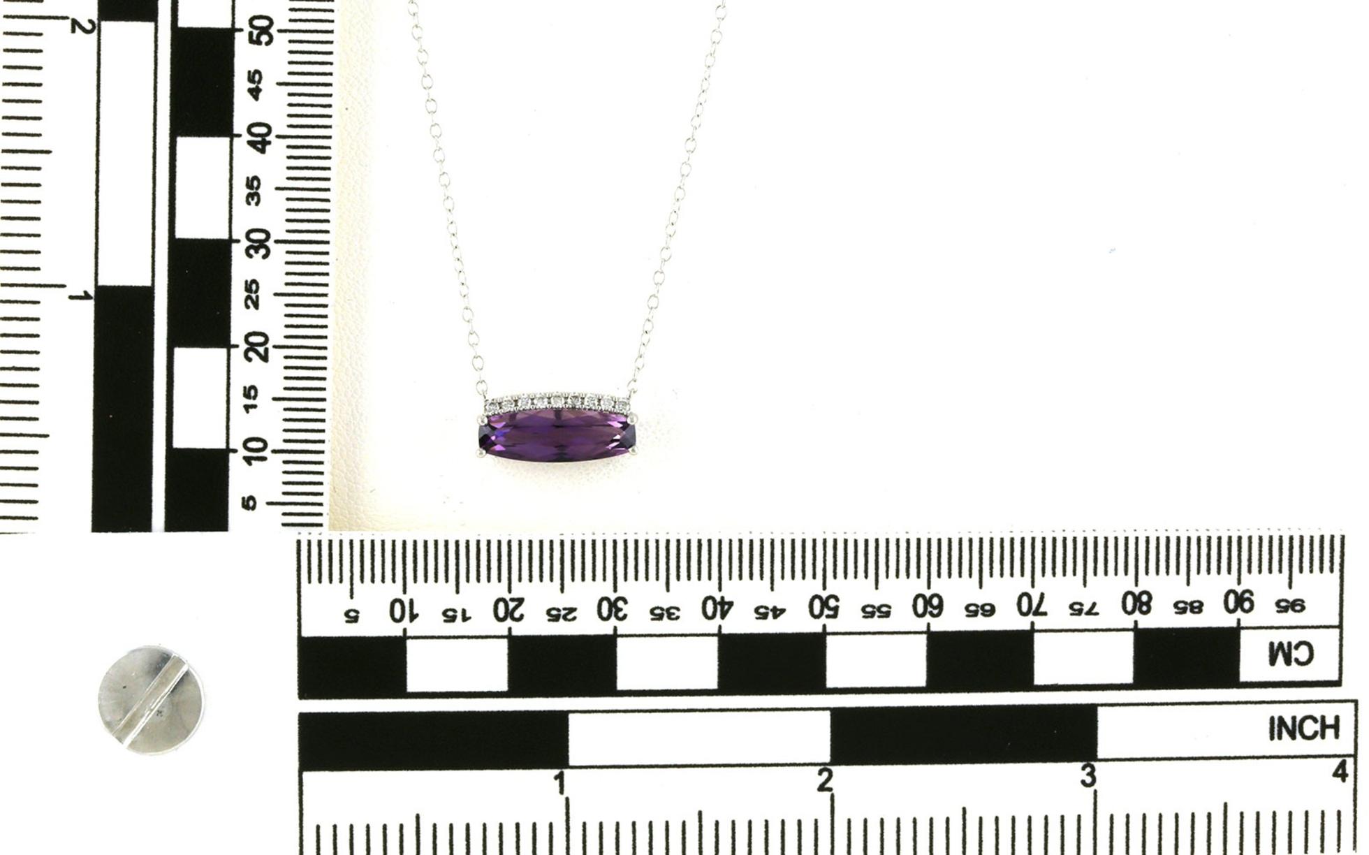 Landscape-Set Amethyst with Diamond Accented Row Necklace in White Gold (2.28cts TWT) scale