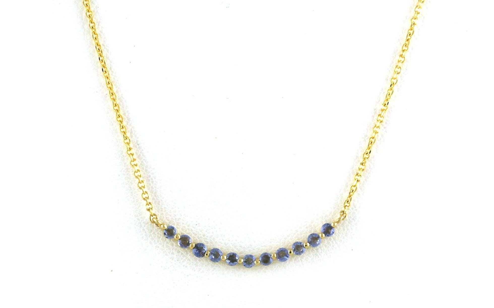 Curved Bar Montana Yogo Sapphire Necklace in Yellow Gold (0.44cts TWT)