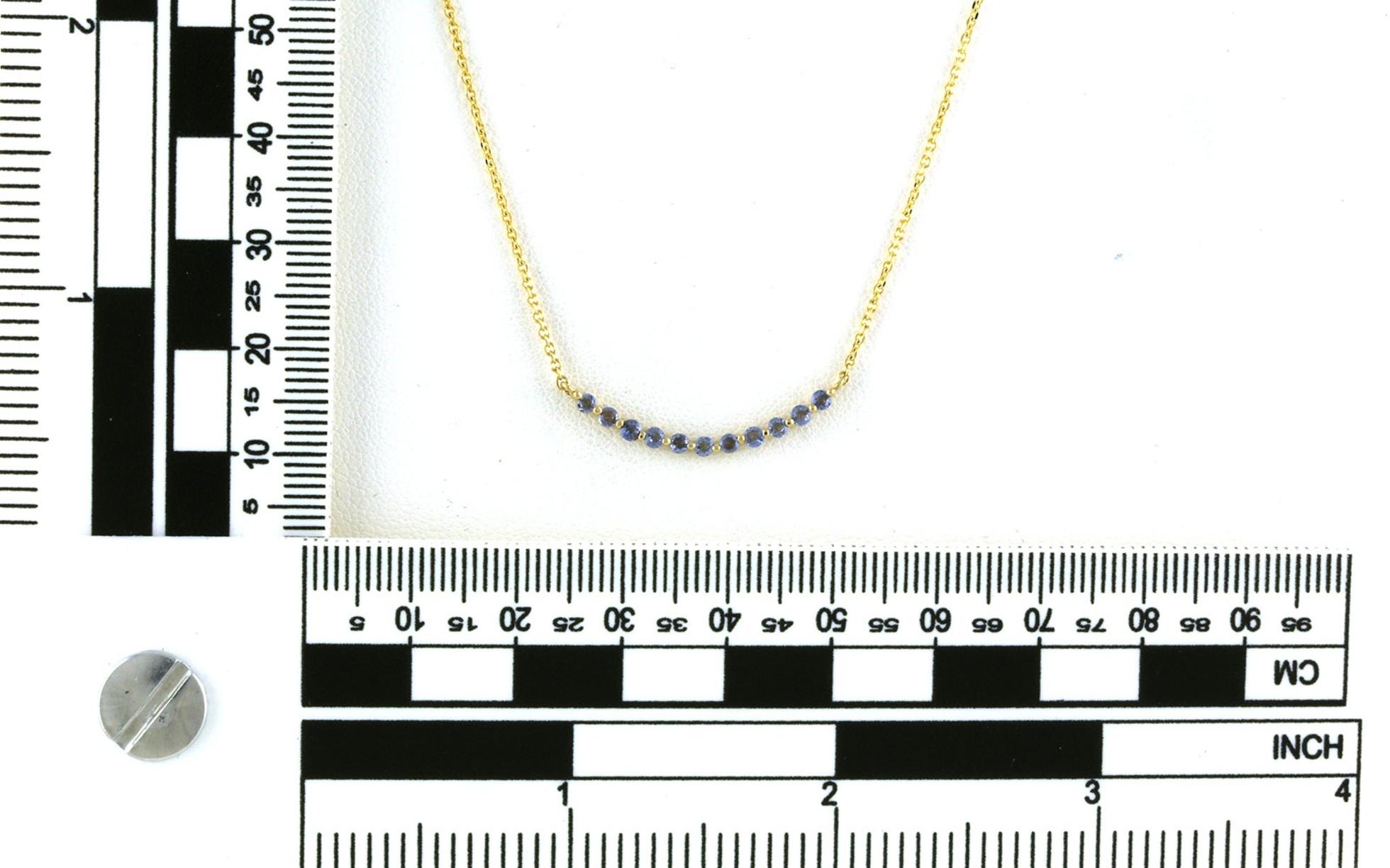 Curved Bar Montana Yogo Sapphire Necklace in Yellow Gold (0.44cts TWT) scale