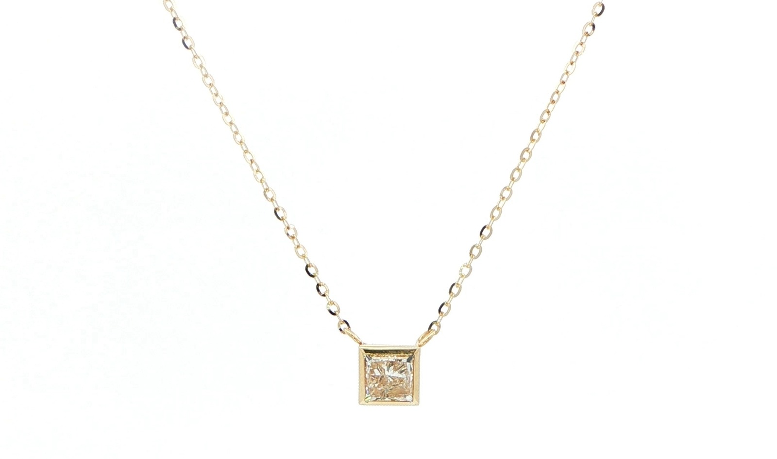 Split Chain Bezel-Set Diamond Solitaire Necklace in Yellow Gold (0.55ct)
