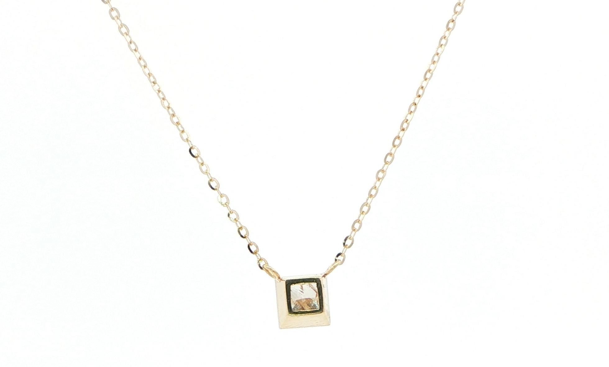 Split Chain Bezel-Set Diamond Solitaire Necklace in Yellow Gold (0.55ct) back