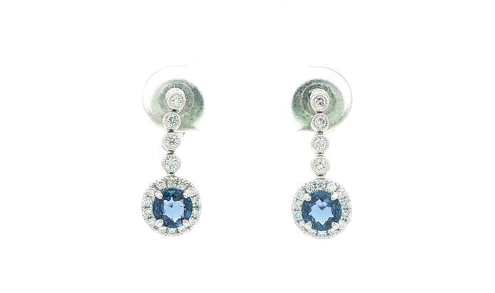 content/products/Halo Montana Sapphire and Diamond Dangle Earrings in White Gold (0.96cts TWT)