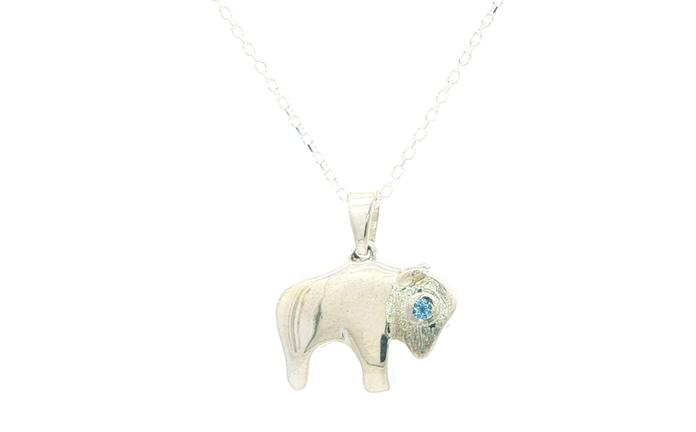 content/products/Bison Charm Necklace with Montana Yogo Sapphire Eye in Sterling Silver (0.02ct)