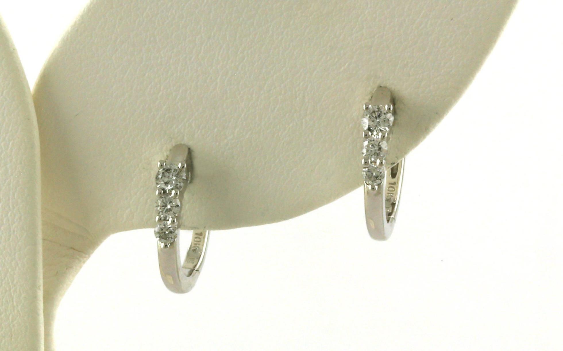3-Stone Diamond Prong-Set Hoop Earrings in White Gold (0.31cts TWT)