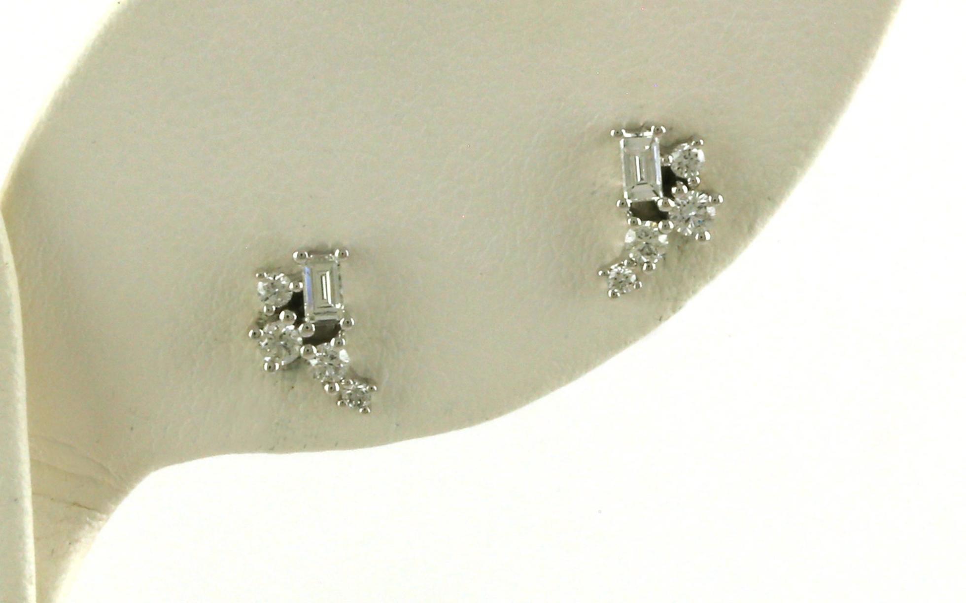 6-Stone Diamond Cluster Earrings in White Gold (0.30cts TWT)