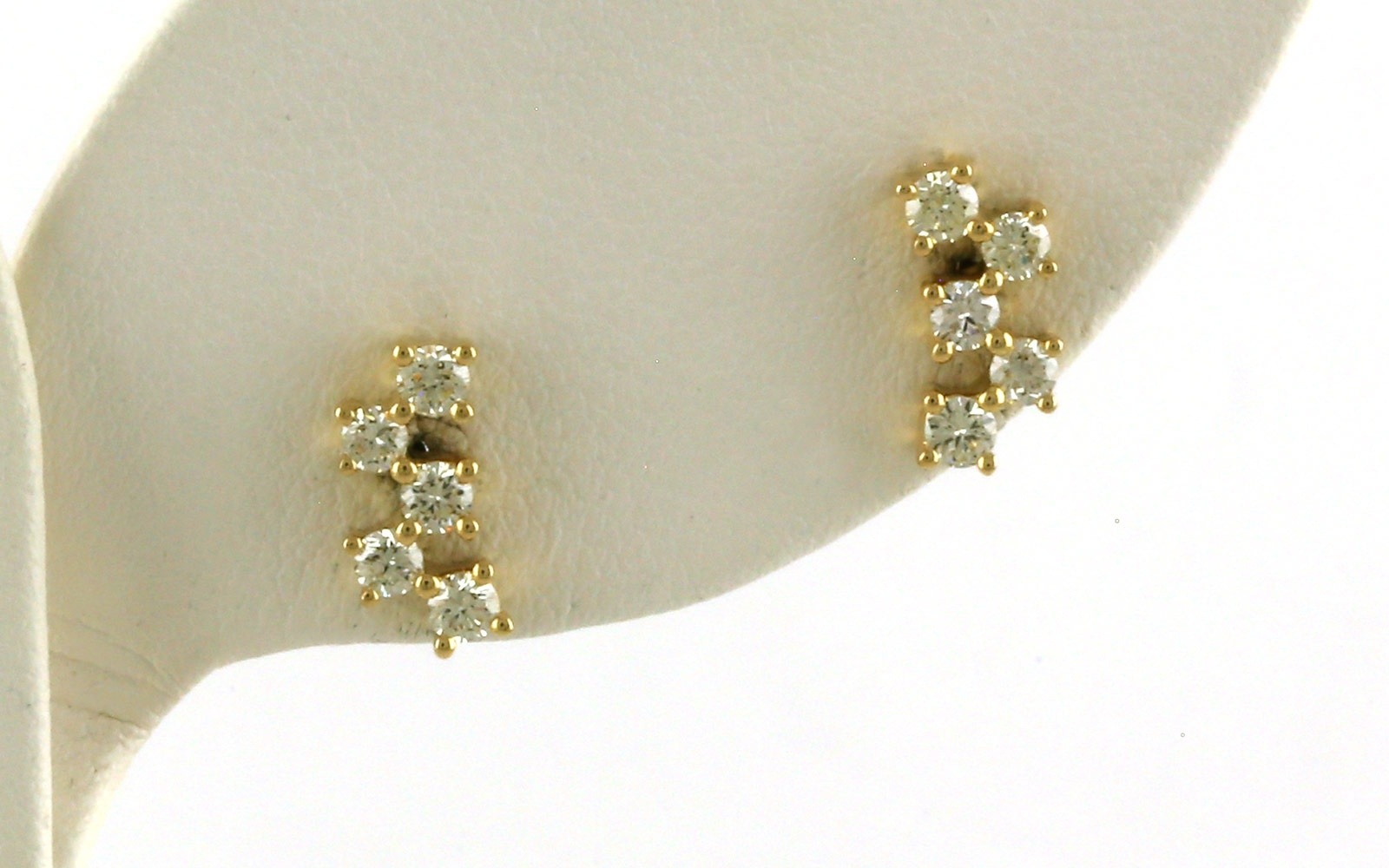 5-Stone Diamond Cluster Stud Earrings in Yellow Gold (0.43cts TWT)