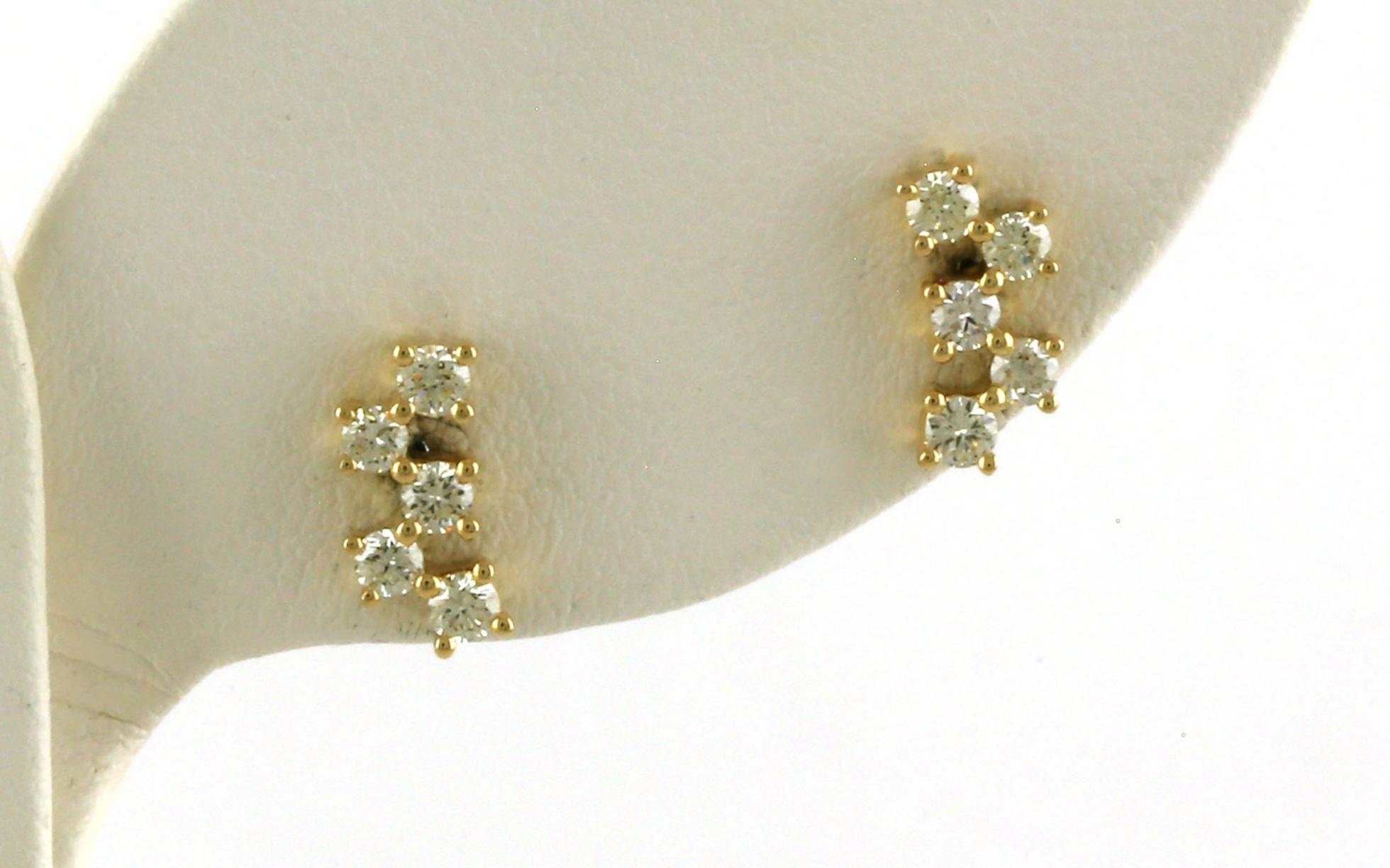 5-Stone Diamond Cluster Stud Earrings in Yellow Gold (0.43cts TWT)
