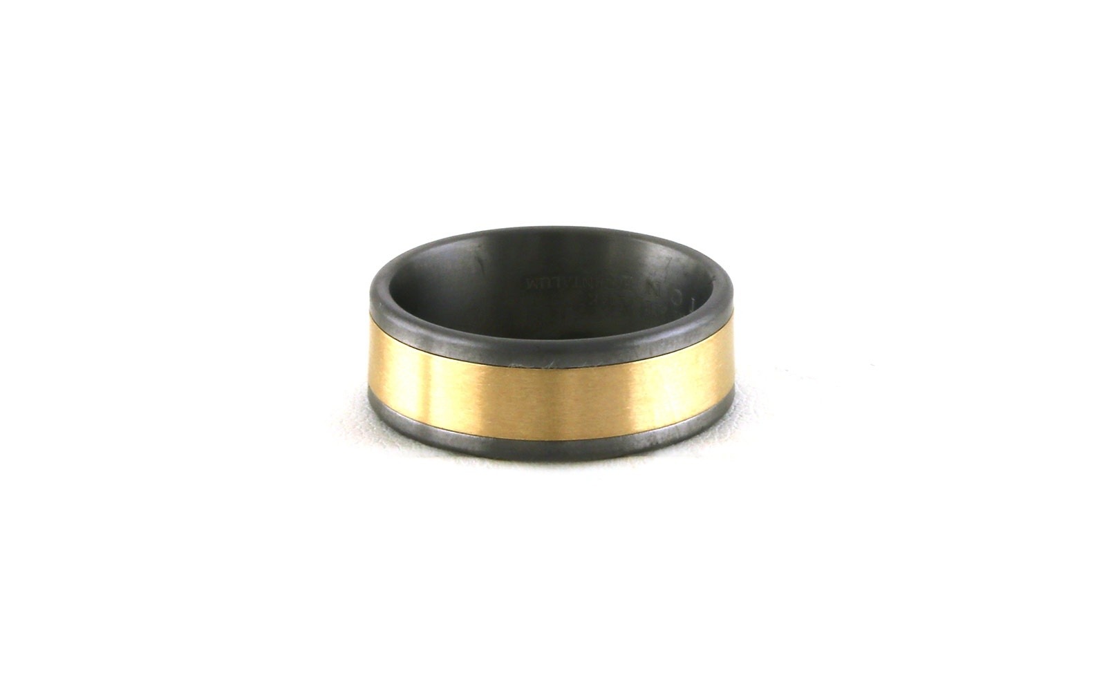 Two Tone Tantalum and Yellow Gold Straight Edge Band (8mm)
