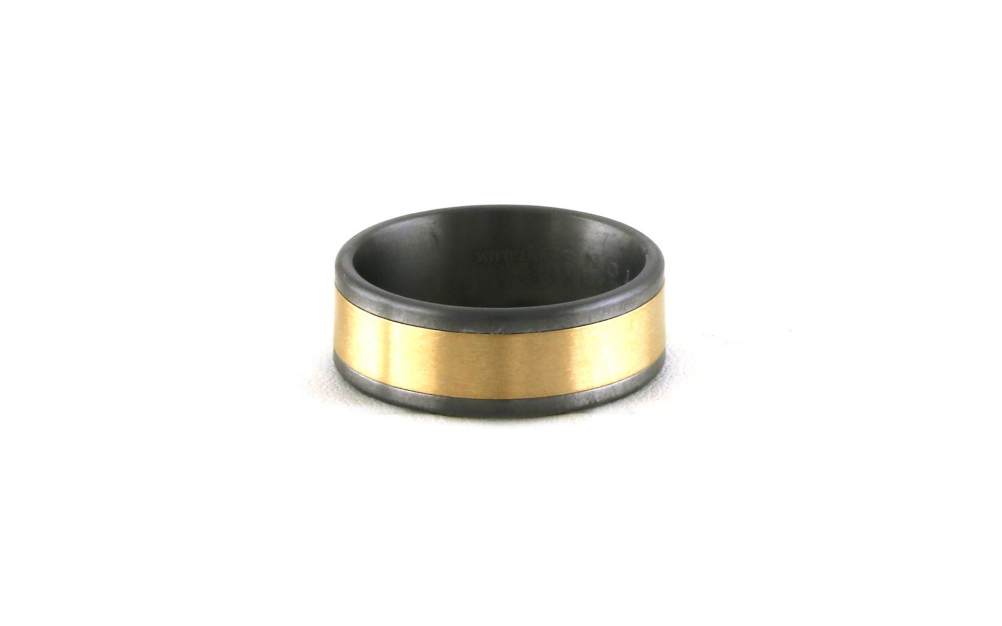 Two Tone Tantalum and Yellow Gold Straight Edge Band (8mm)