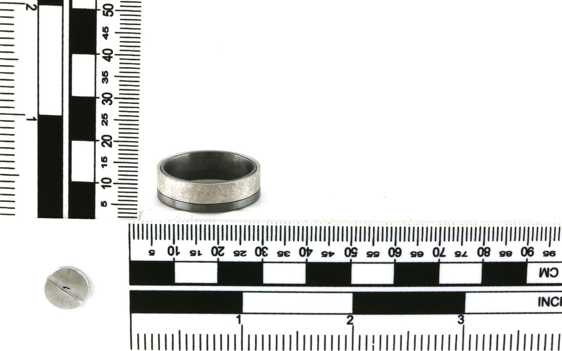 Two Tone Tantalum & White Gold 5mm Swirl and 2mm Edge Band scale