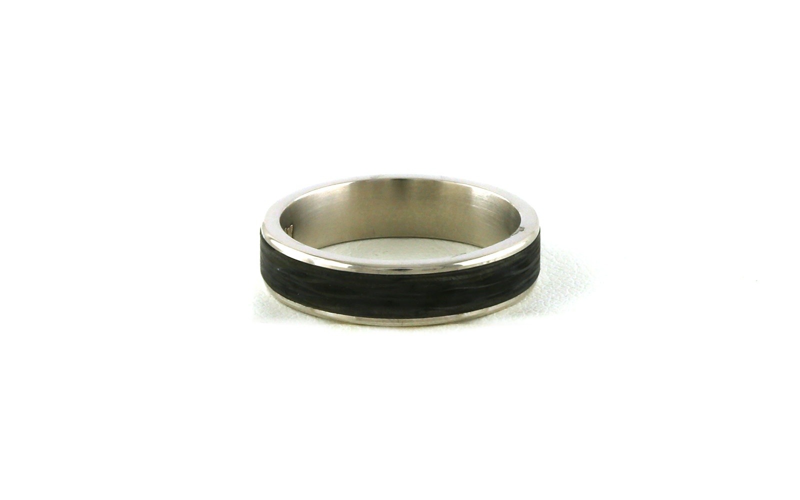 Two Tone Tantalum and White Gold 5.5mm Wide with Thin Edge Band