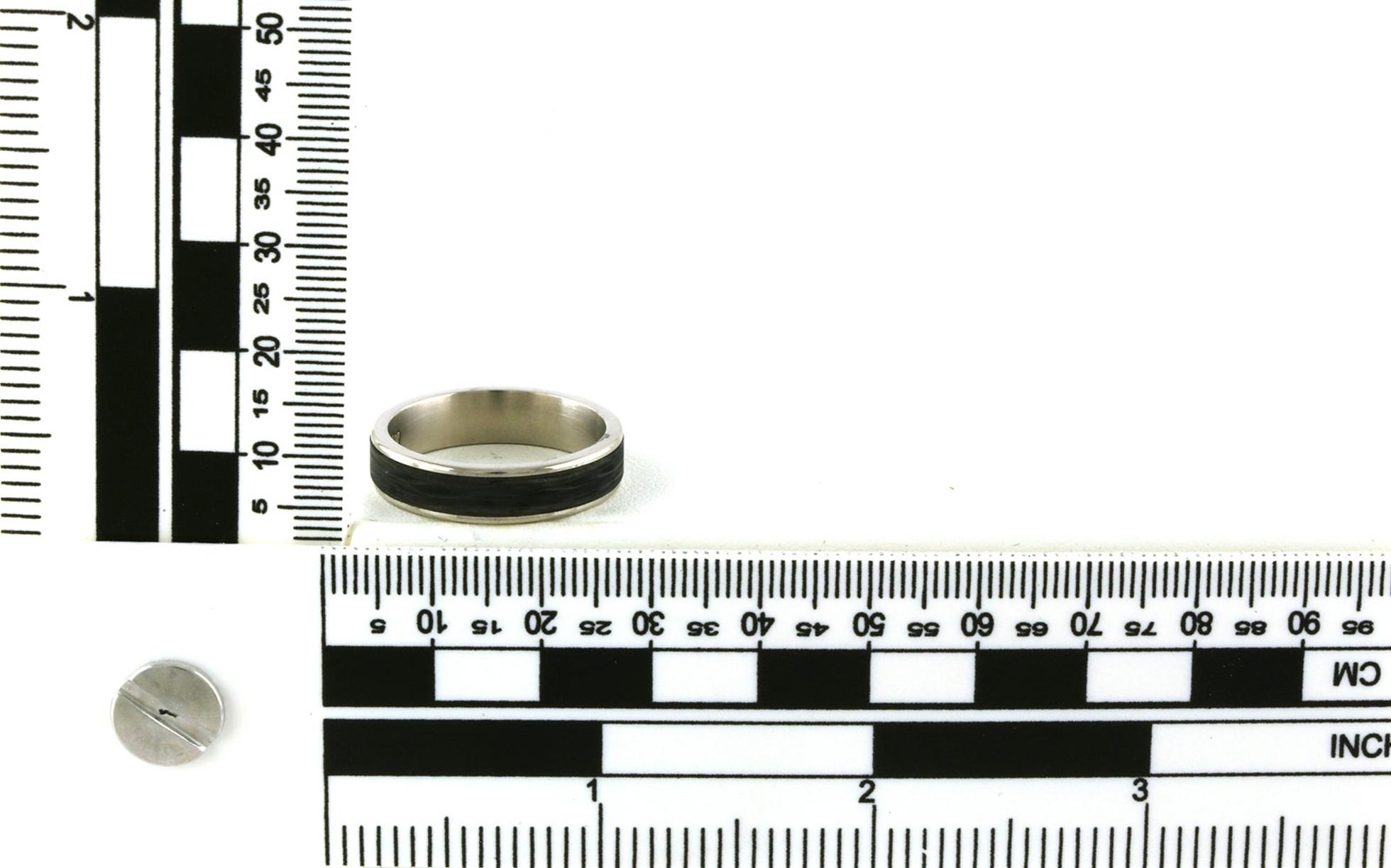 Two Tone Tantalum and White Gold 5.5mm Wide with Thin Edge Band scale