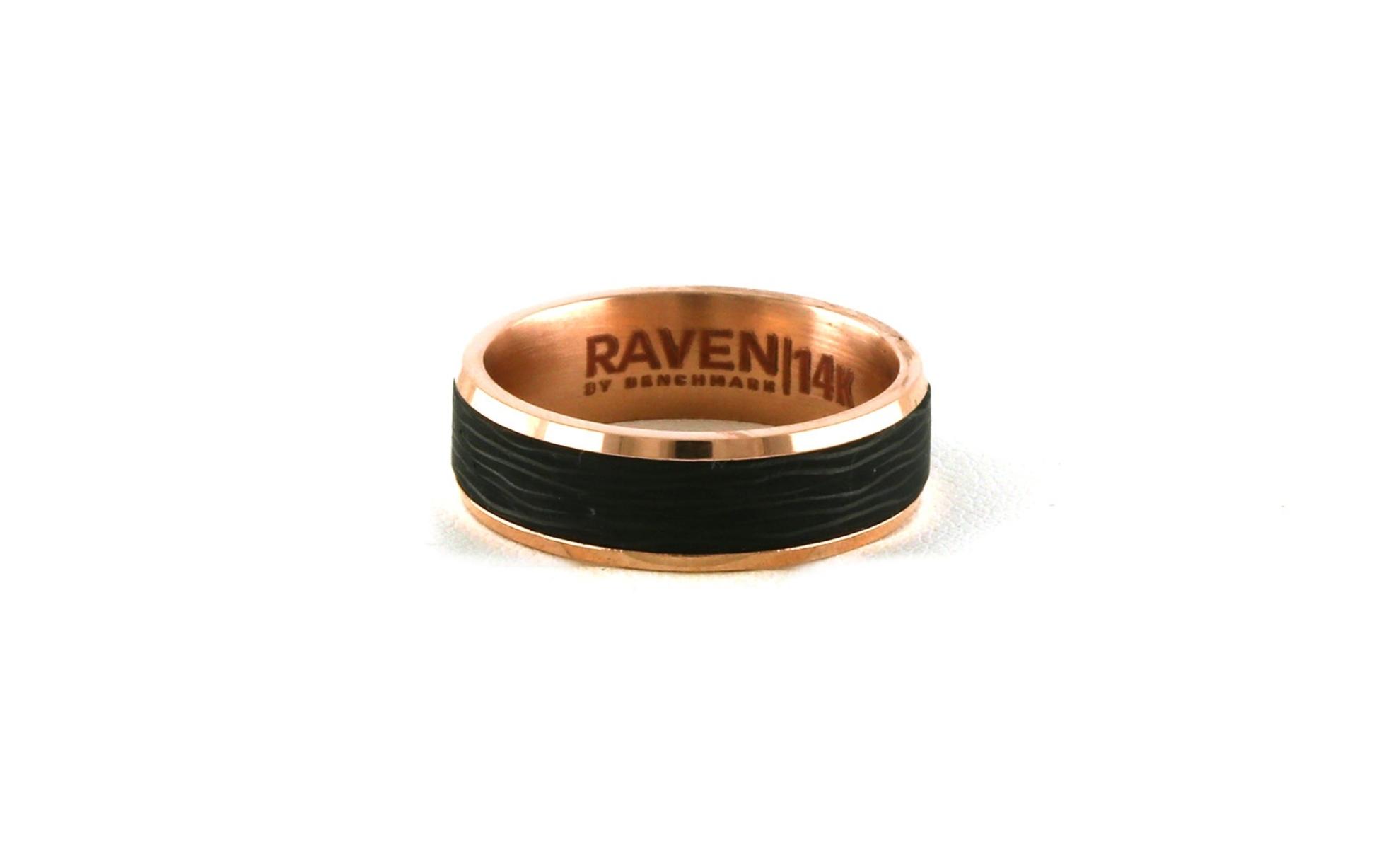 Two Tone Tantalum and Rose Gold 7mm Beveled Edge Band