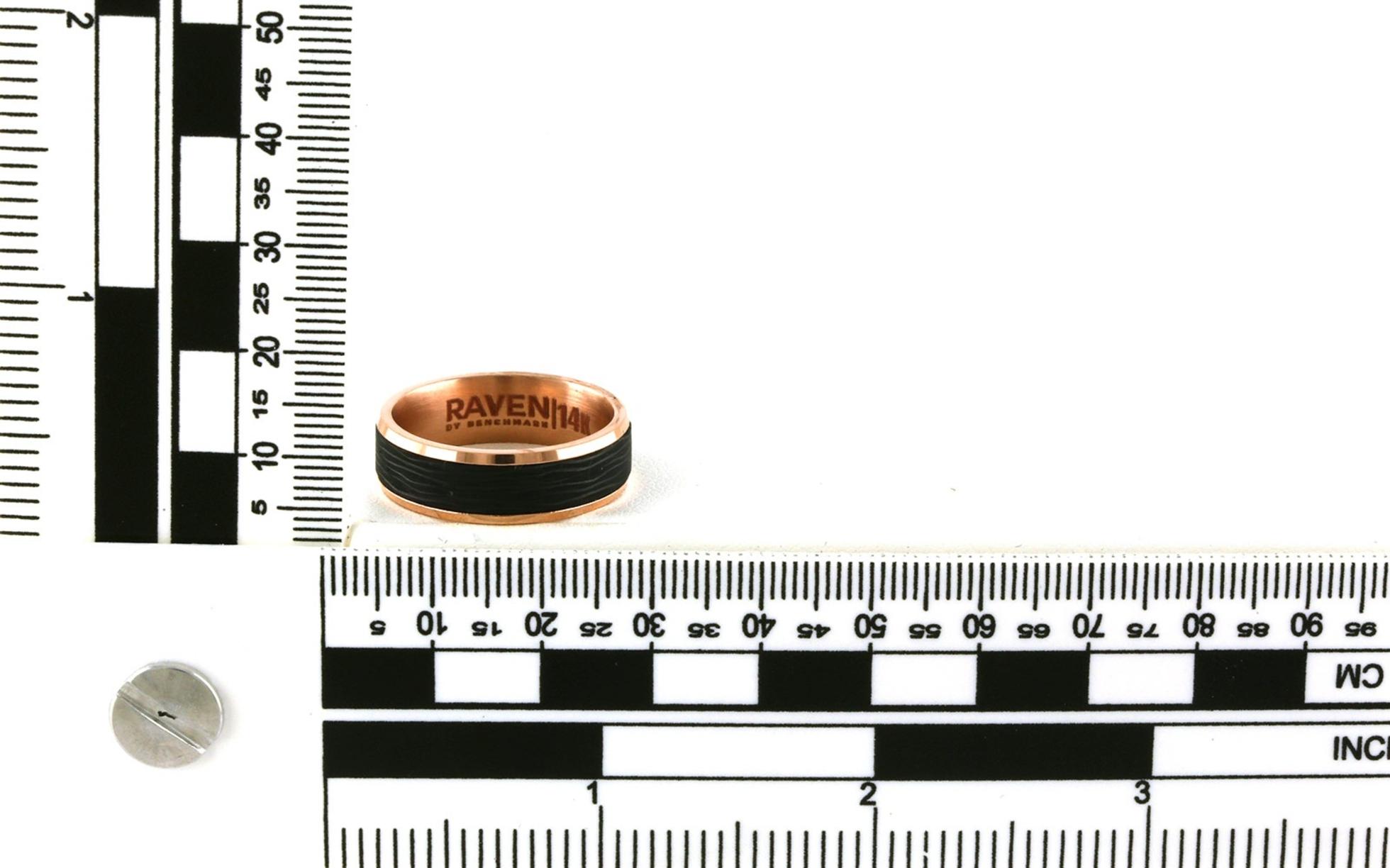 Two Tone Tantalum and Rose Gold 7mm Beveled Edge Band scale