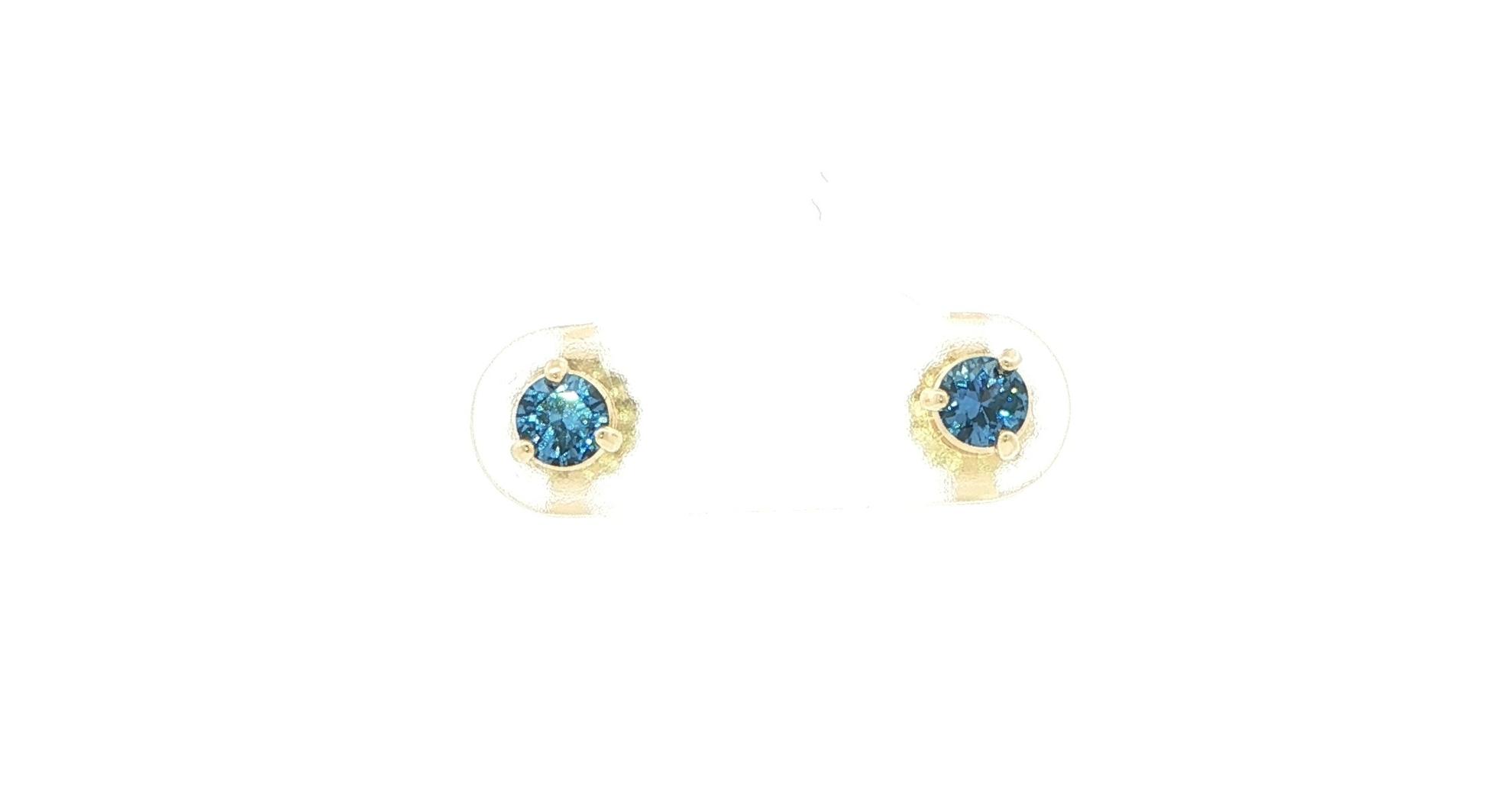 Montana Yogo Sapphire Stud Earrings in 3-Prong Martini Settings in Yellow Gold (0.43cts TWT)