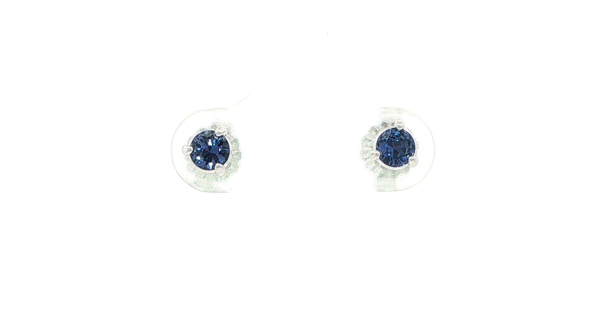 Huckleberry Sapphire Stud Earrings in 3-Prong Martini Settings in White Gold (0.47cts TWT)